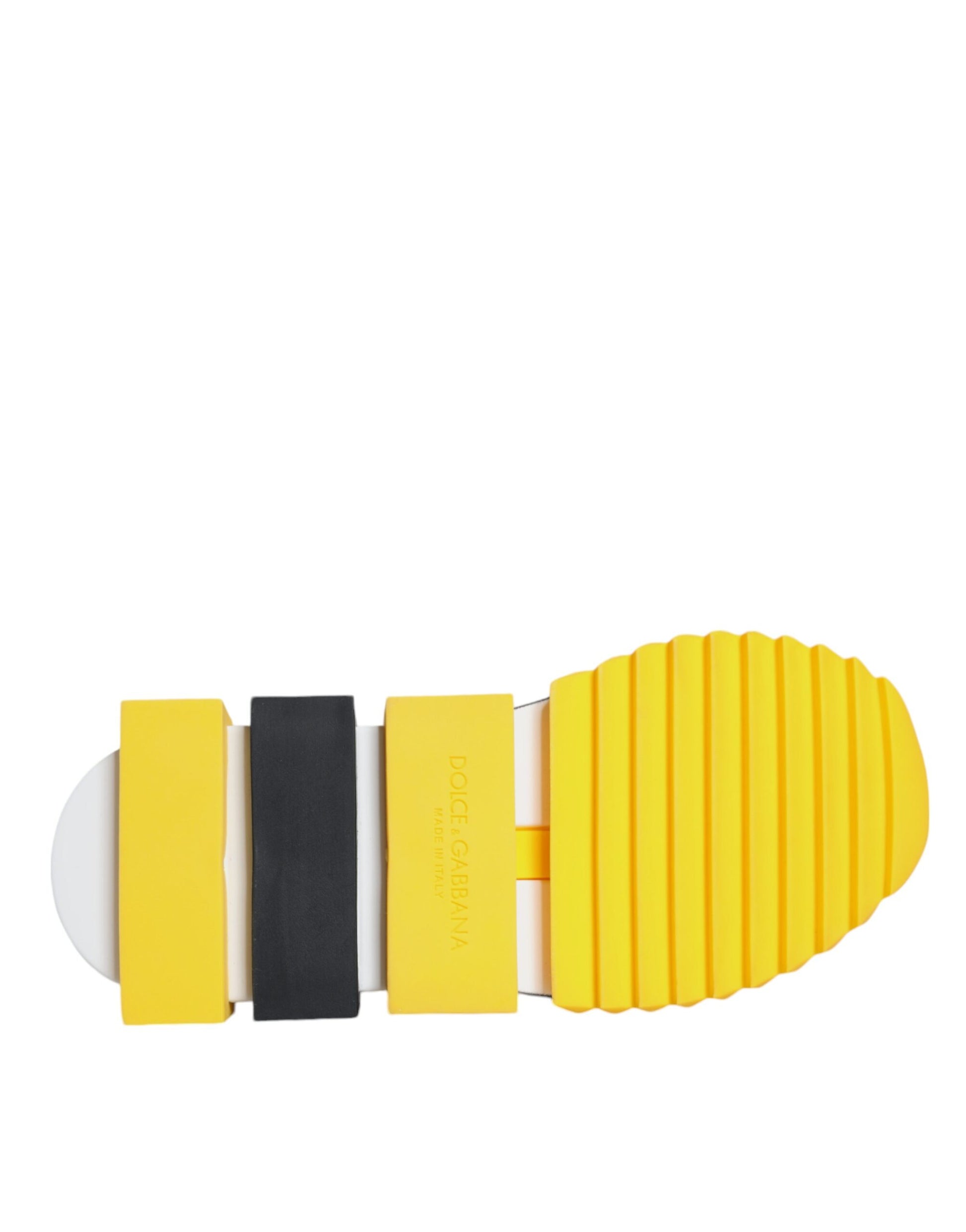 Dolce & Gabbana Yellow Sorrento Crystals Low Top Sneakers Shoes by Dolce & Gabbana