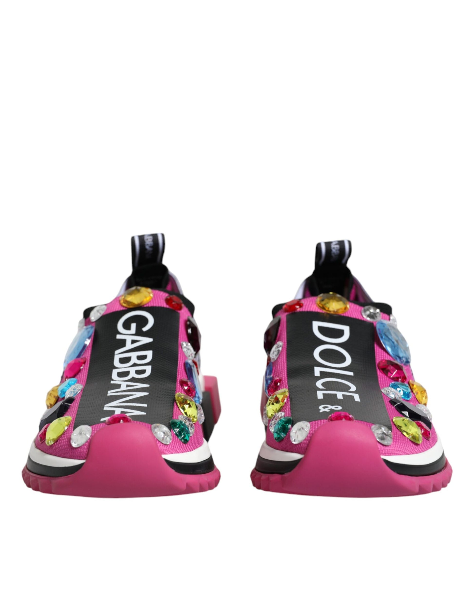 Dolce & Gabbana Pink Sorrento Crystals Low Top Sneakers Shoes by Dolce & Gabbana