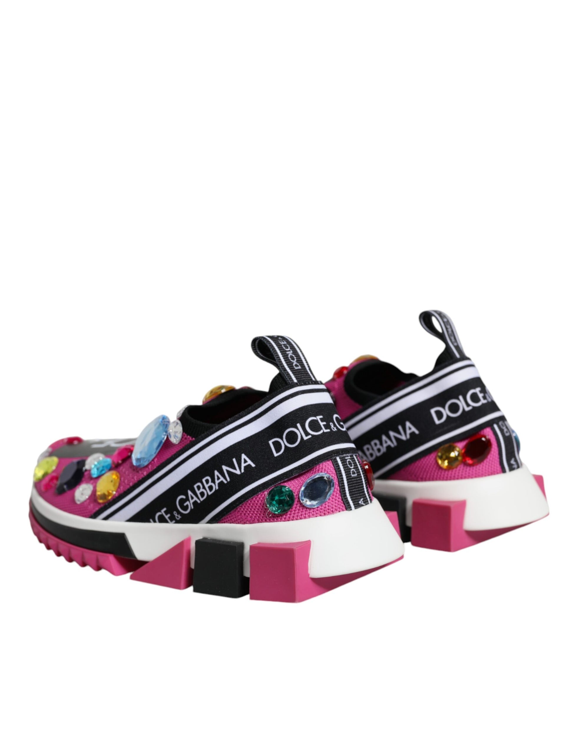 Dolce & Gabbana Pink Sorrento Crystals Low Top Sneakers Shoes by Dolce & Gabbana