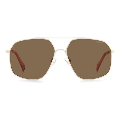 Lunettes de soleil Polaroid beiges en acier inoxydable