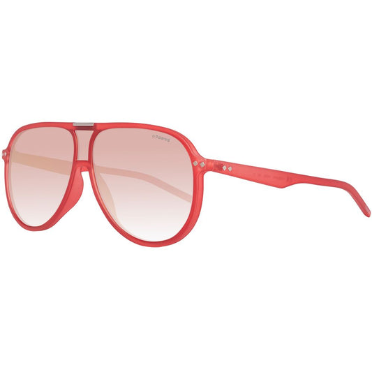 Lunettes de soleil Polaroid en cuir de veau rouge