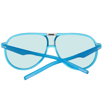 Lunettes de soleil Polaroid en cuir de veau bleu