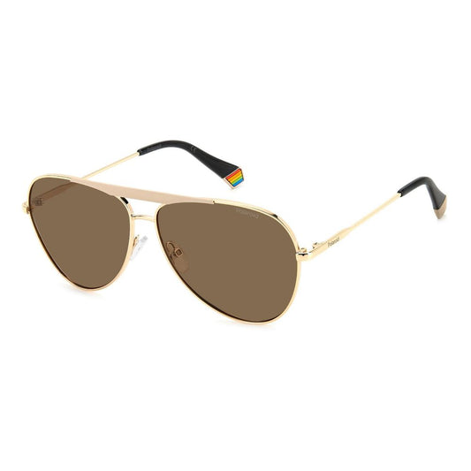Lunettes de soleil Polaroid en acier inoxydable doré