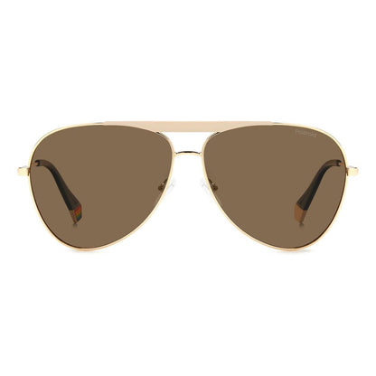 Lunettes de soleil Polaroid en acier inoxydable doré
