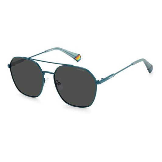 Lunettes de soleil Polaroid bleues en acier inoxydable