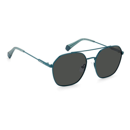 Lunettes de soleil Polaroid bleues en acier inoxydable
