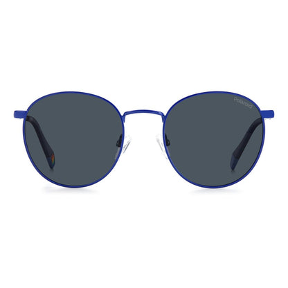 Lunettes de soleil Polaroid bleues en acier inoxydable