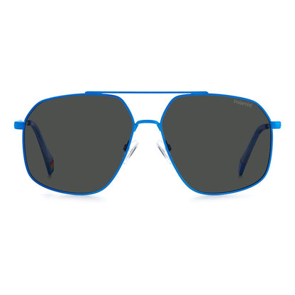 Lunettes de soleil Polaroid bleues en acier inoxydable