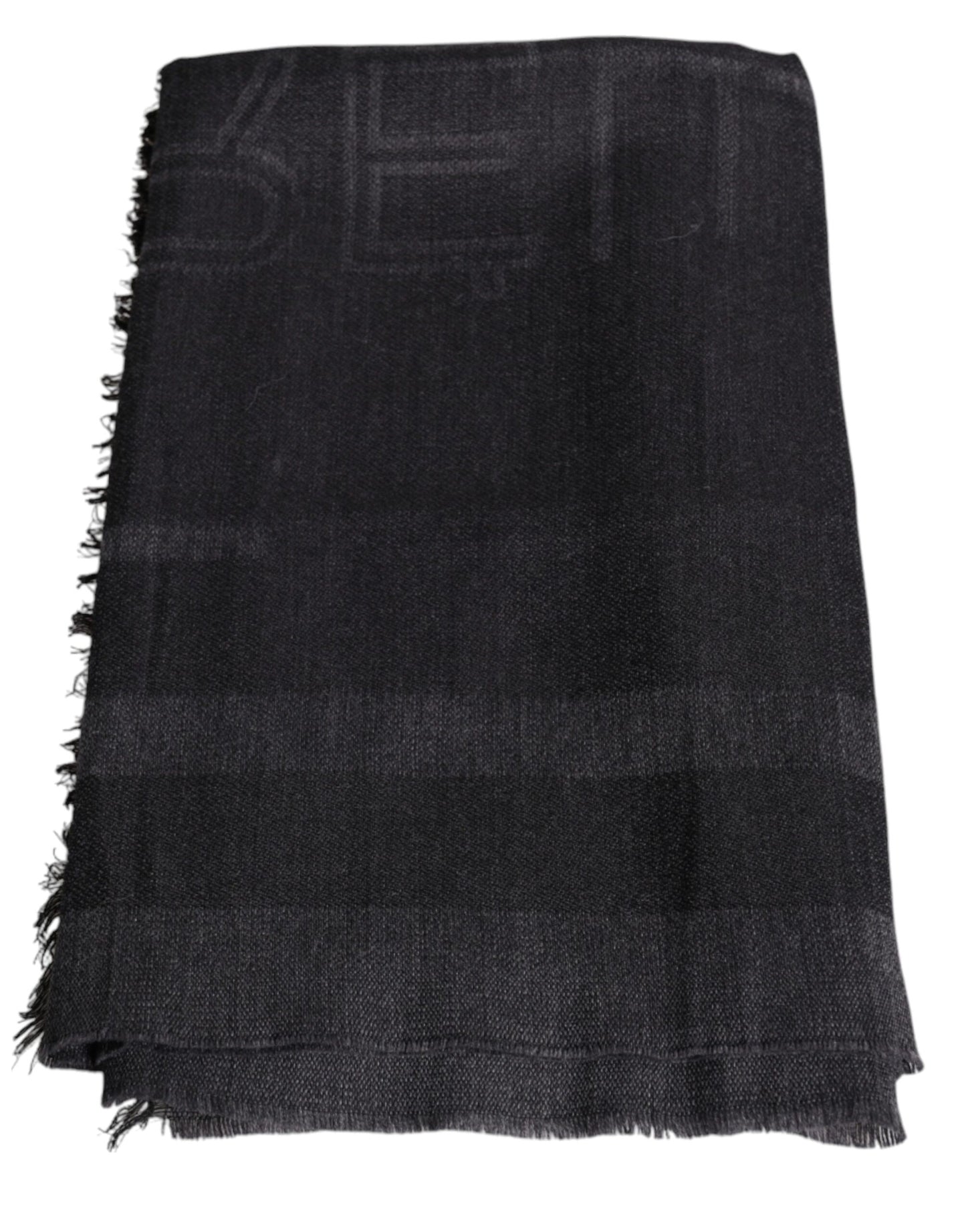 GF Ferre Dark Gray Wool Viscose Foulard Patterned Scarf by GF Ferre