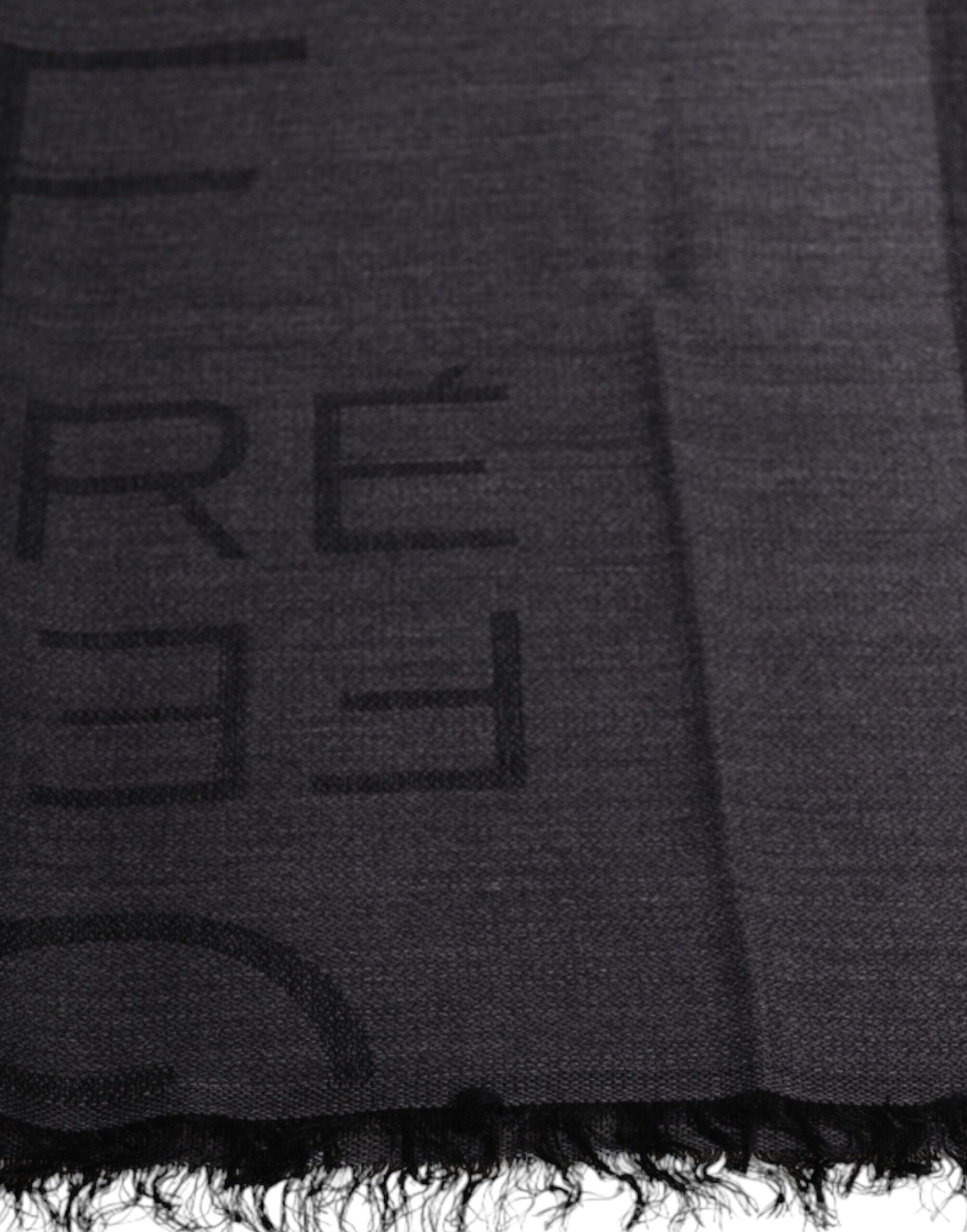 GF Ferre Dark Gray Wool Viscose Foulard Patterned Scarf by GF Ferre