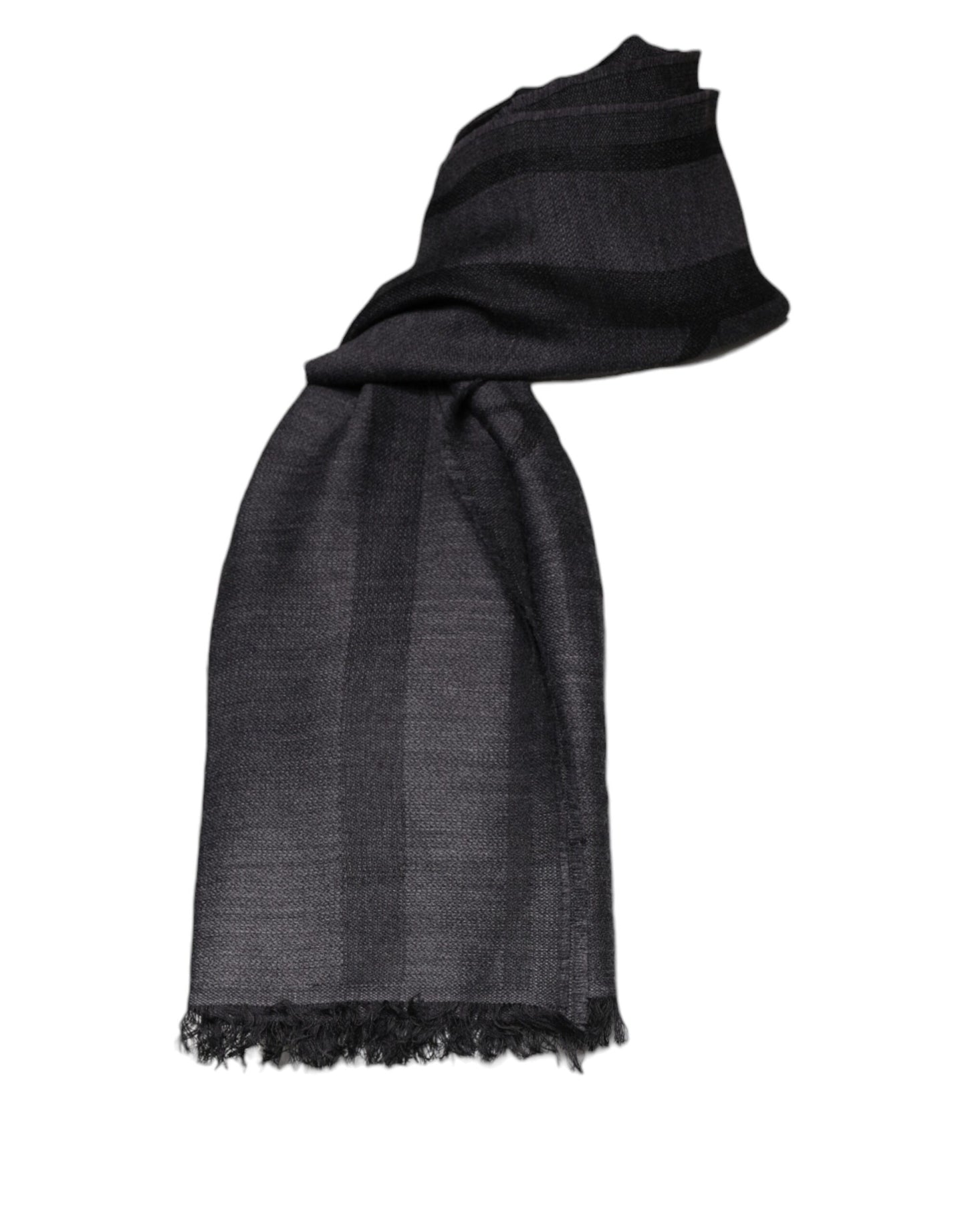 GF Ferre Dark Gray Wool Viscose Foulard Patterned Scarf by GF Ferre