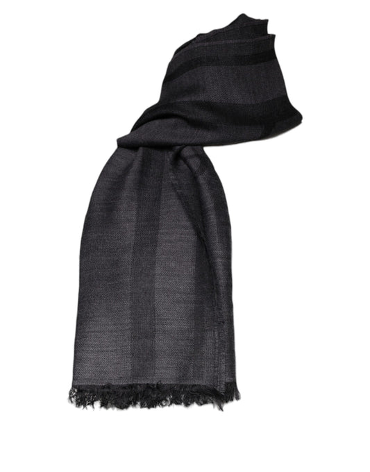GF Ferre Dark Gray Wool Viscose Foulard Patterned Scarf by GF Ferre