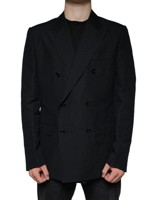 Blazer croisé en lin noir Dolce &amp; Gabbana