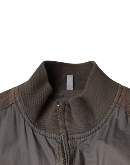 Veste bomber zippée en coton marron Armani Jeans avec logo