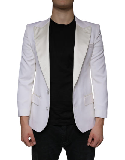 Blazer simple boutonnage en laine blanc cassé Dolce &amp; Gabbana