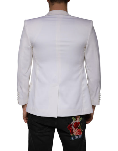 Blazer simple boutonnage en laine blanc cassé Dolce &amp; Gabbana