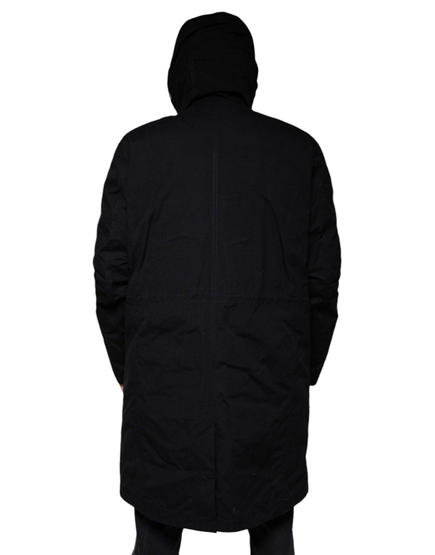 Dolce &amp; Gabbana Parka à capuche noire en coton Trench Coat