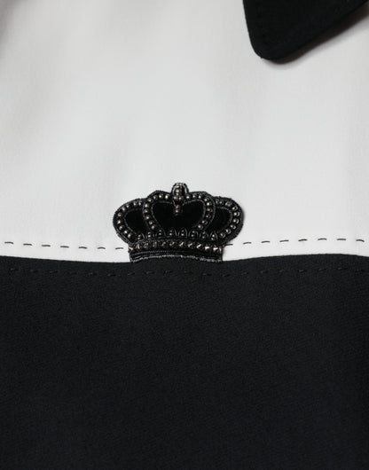 Dolce &amp; Gabbana Veste Blouson Zippée Noire et Blanche DG Crown