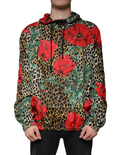 Dolce & Gabbana Multicolor Leopard Floral Hooded Jacket by Dolce & Gabbana