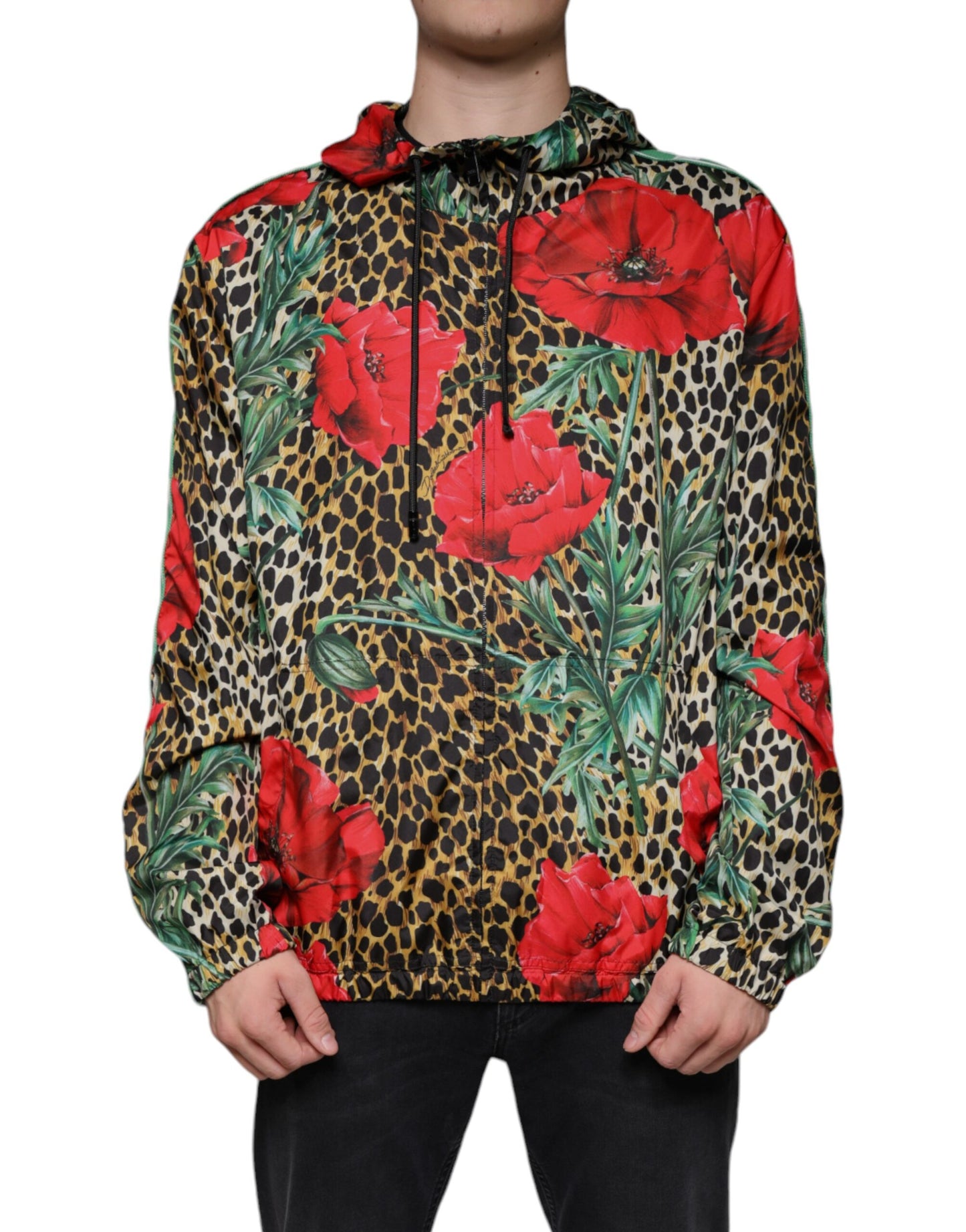 Dolce & Gabbana Multicolor Leopard Floral Hooded Jacket by Dolce & Gabbana