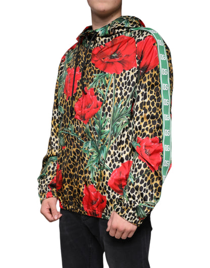 Dolce & Gabbana Multicolor Leopard Floral Hooded Jacket by Dolce & Gabbana