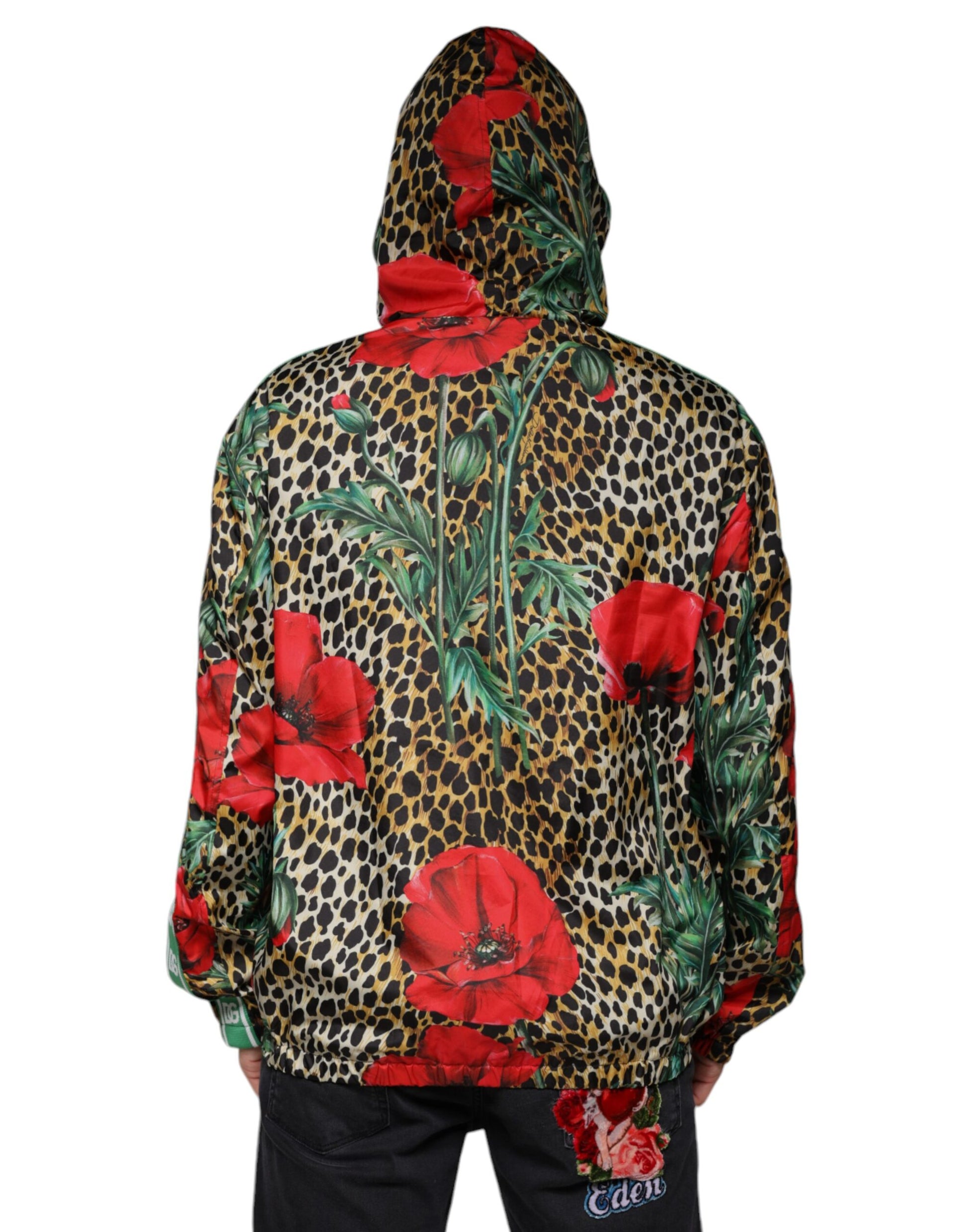 Dolce & Gabbana Multicolor Leopard Floral Hooded Jacket by Dolce & Gabbana