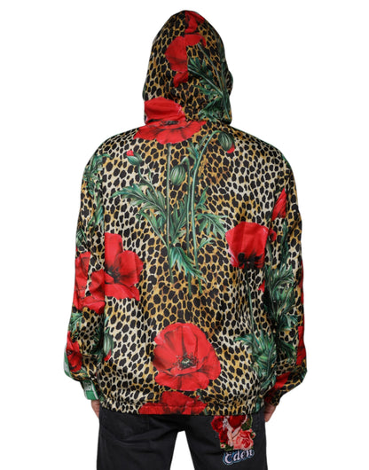 Dolce & Gabbana Multicolor Leopard Floral Hooded Jacket by Dolce & Gabbana
