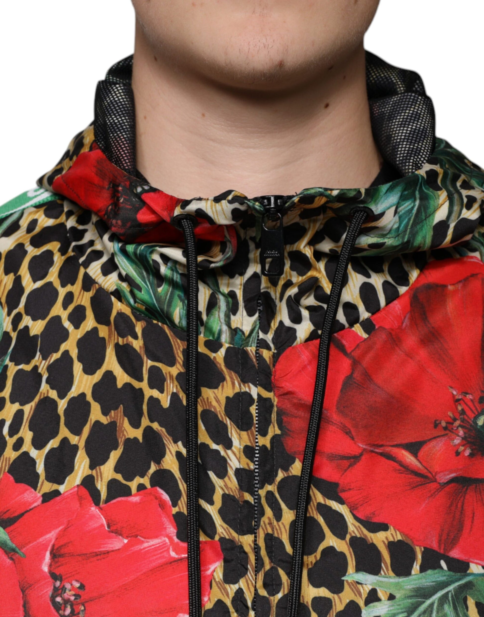 Dolce & Gabbana Multicolor Leopard Floral Hooded Jacket by Dolce & Gabbana