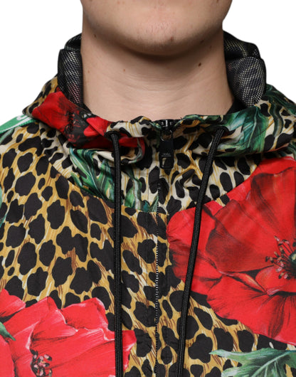 Dolce & Gabbana Multicolor Leopard Floral Hooded Jacket by Dolce & Gabbana