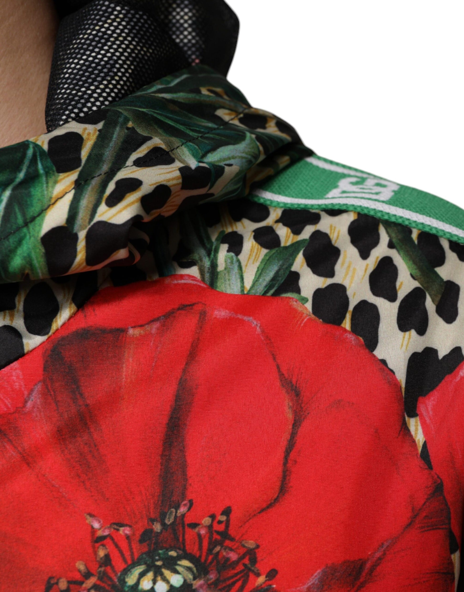 Dolce & Gabbana Multicolor Leopard Floral Hooded Jacket by Dolce & Gabbana
