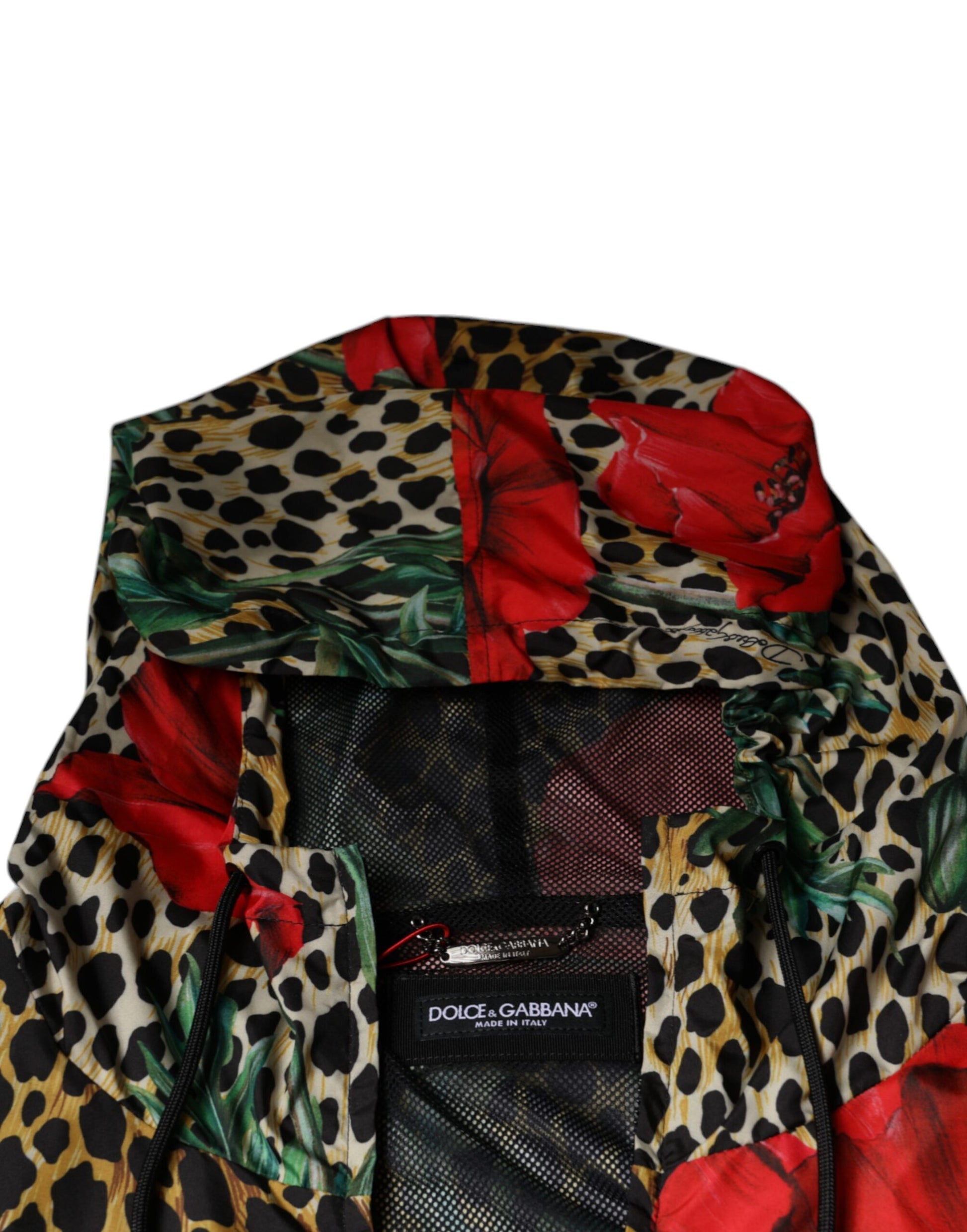 Dolce & Gabbana Multicolor Leopard Floral Hooded Jacket by Dolce & Gabbana