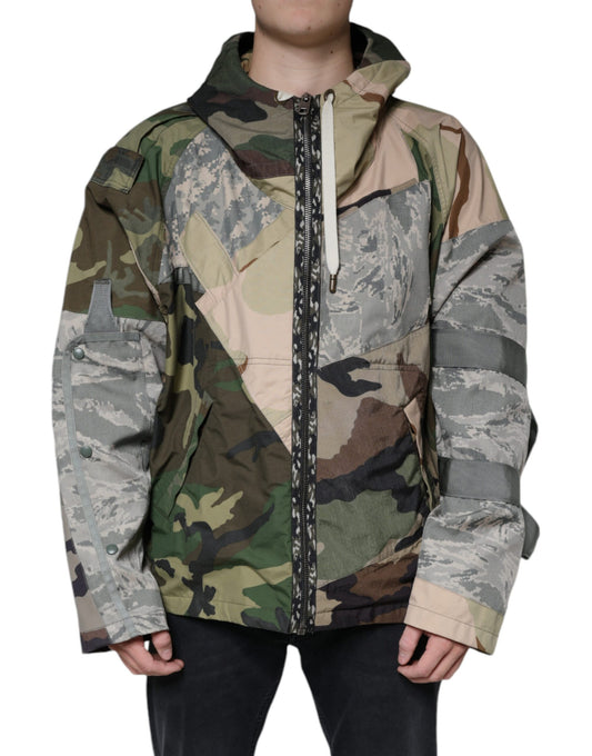 Dolce & Gabbana Multicolor Camouflage Full Zip Hooded Jacket by Dolce & Gabbana