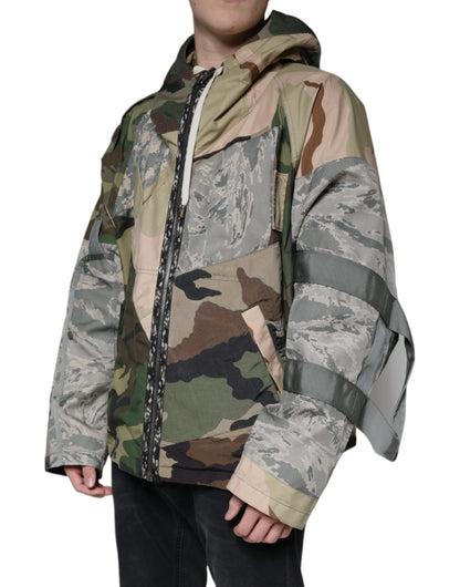 Dolce & Gabbana Multicolor Camouflage Full Zip Hooded Jacket by Dolce & Gabbana
