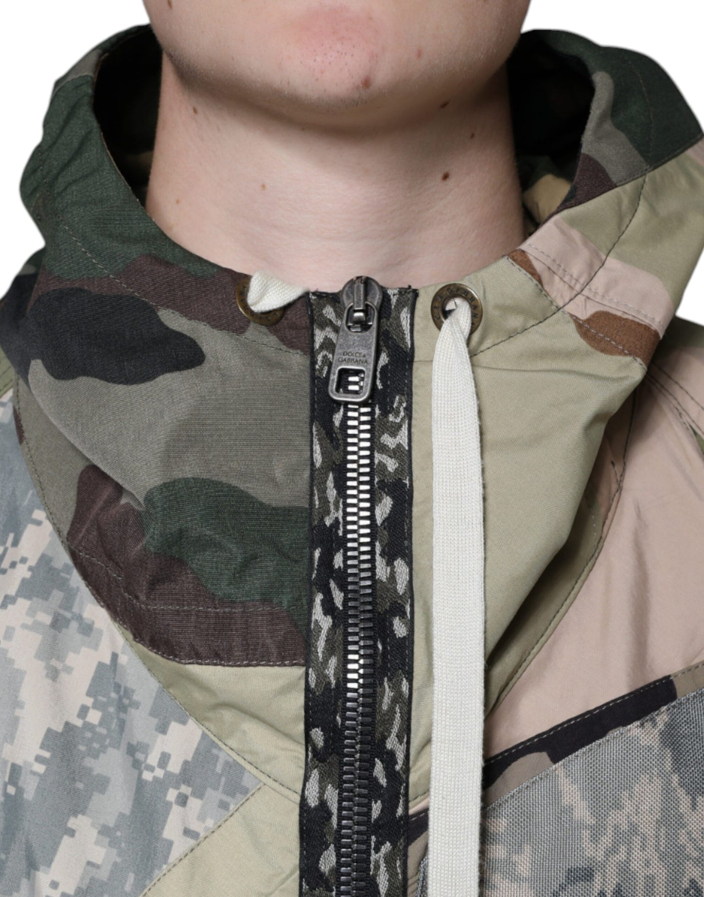 Dolce & Gabbana Multicolor Camouflage Full Zip Hooded Jacket by Dolce & Gabbana