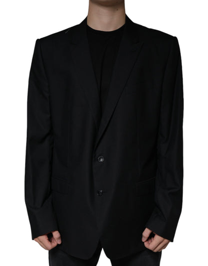 Dolce &amp; Gabbana Manteau Blazer Homme Noir en Laine à Boutonnage Simple
