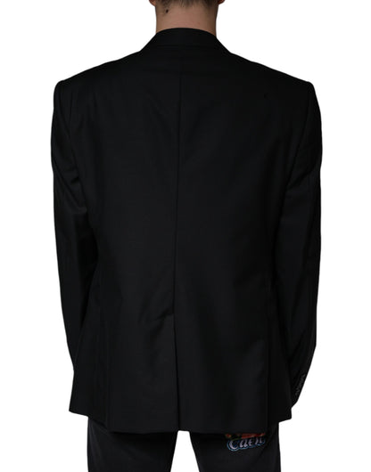 Dolce &amp; Gabbana Manteau Blazer Homme Noir en Laine à Boutonnage Simple