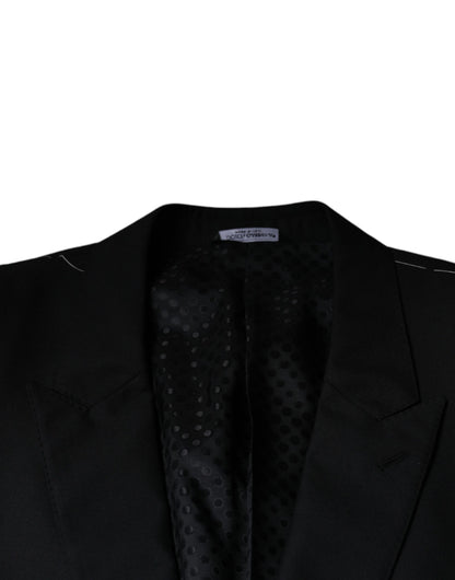 Dolce &amp; Gabbana Manteau Blazer Homme Noir en Laine à Boutonnage Simple