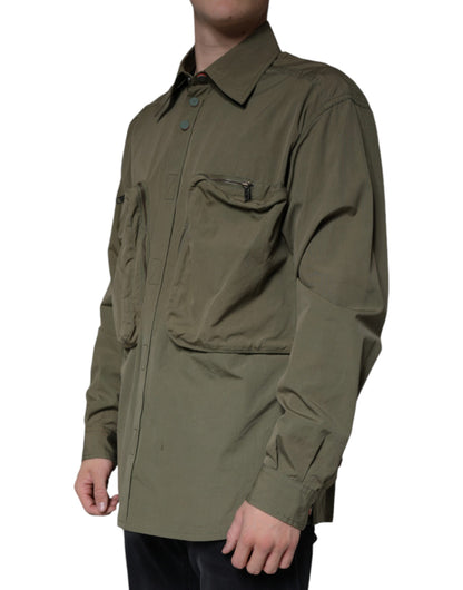 Dolce & Gabbana Military Green Cotton Bend Collared Coat Jacket by Dolce & Gabbana