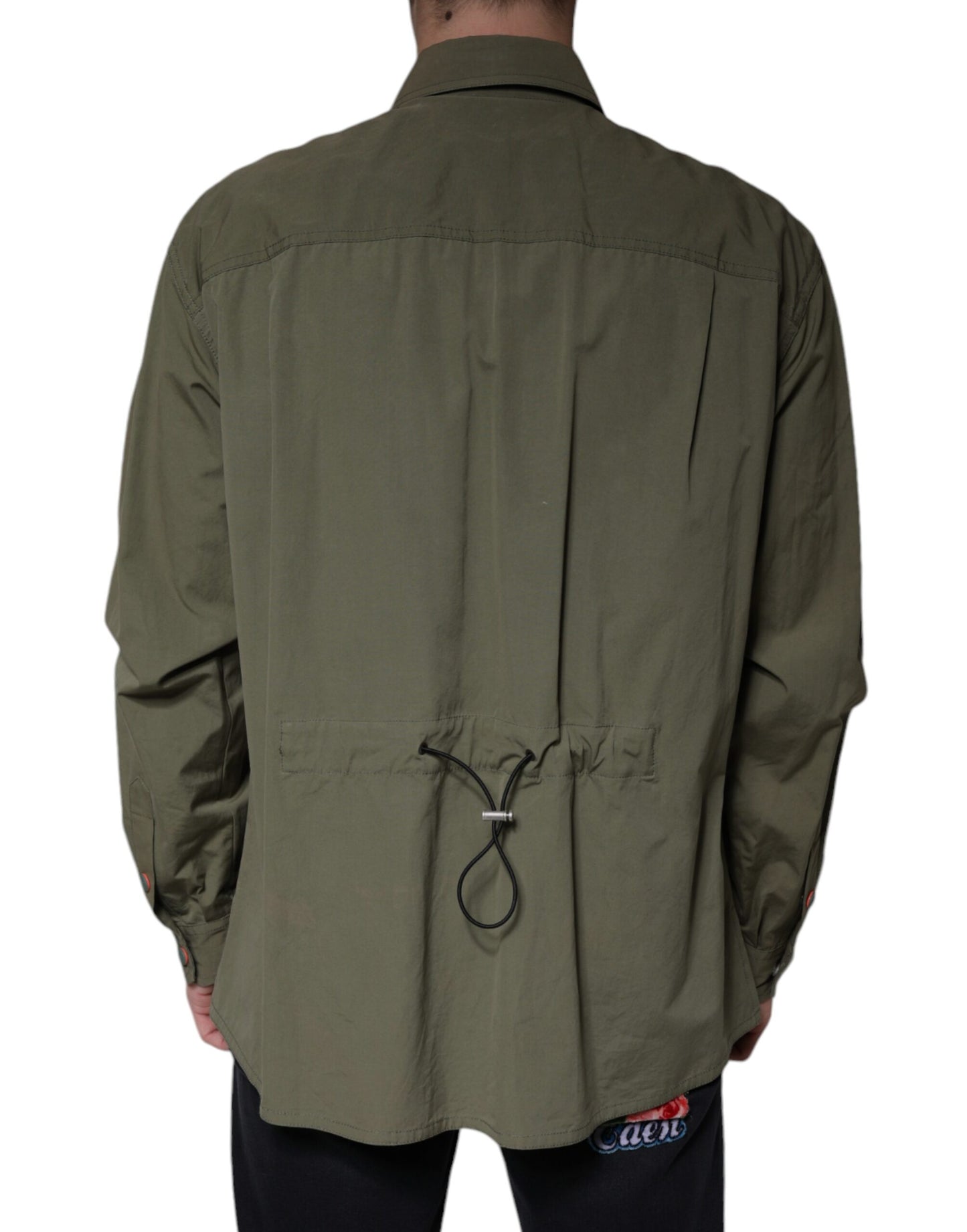 Dolce & Gabbana Military Green Cotton Bend Collared Coat Jacket by Dolce & Gabbana
