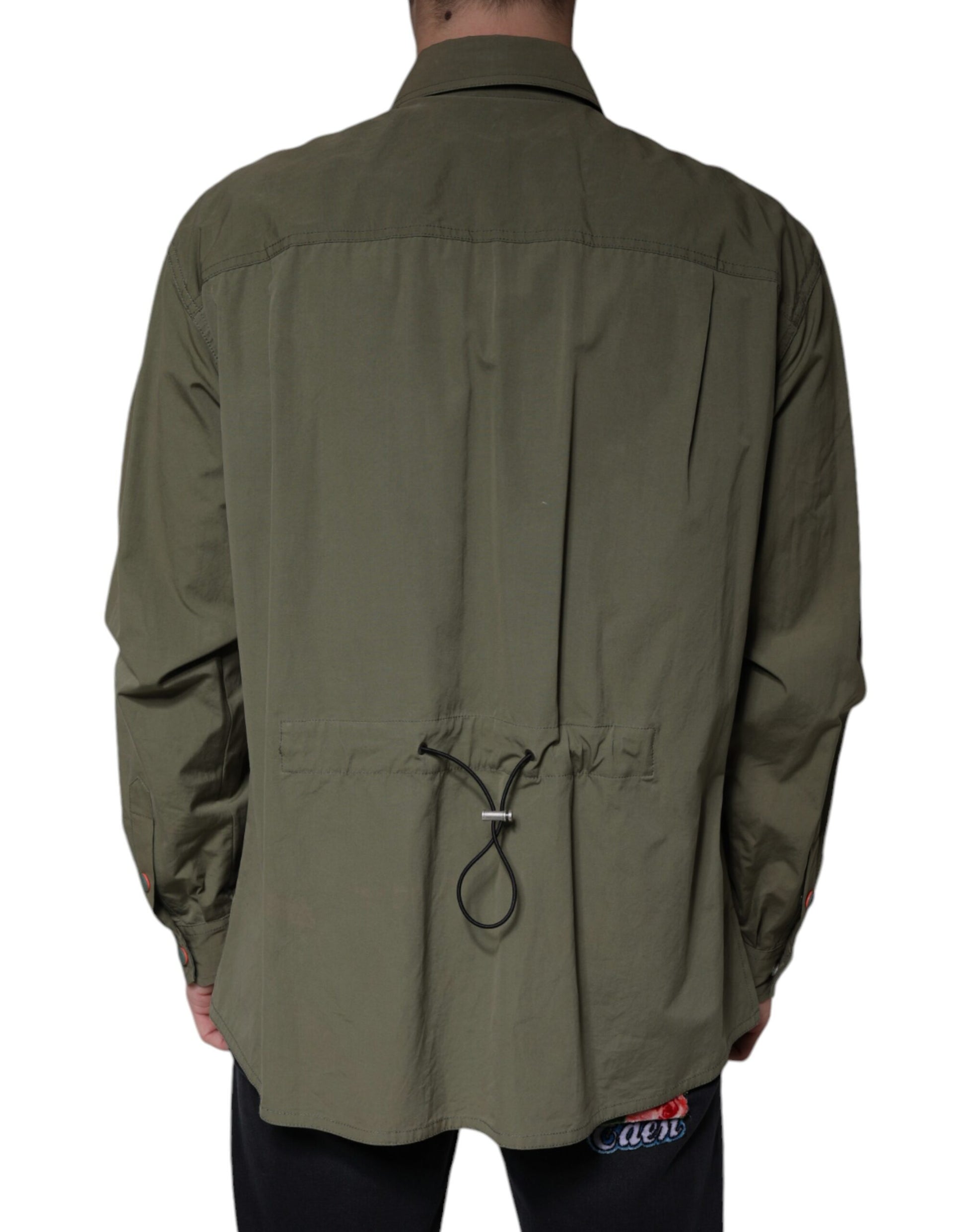 Dolce & Gabbana Military Green Cotton Bend Collared Coat Jacket by Dolce & Gabbana