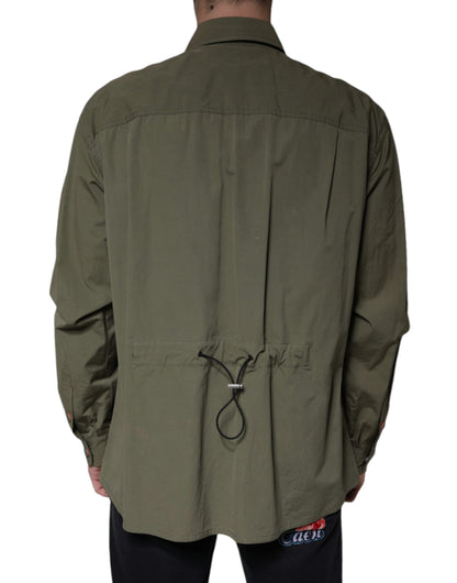 Dolce & Gabbana Military Green Cotton Bend Collared Coat Jacket by Dolce & Gabbana