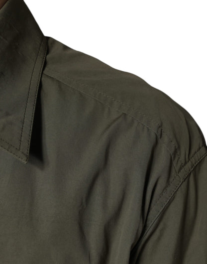 Dolce & Gabbana Military Green Cotton Bend Collared Coat Jacket by Dolce & Gabbana