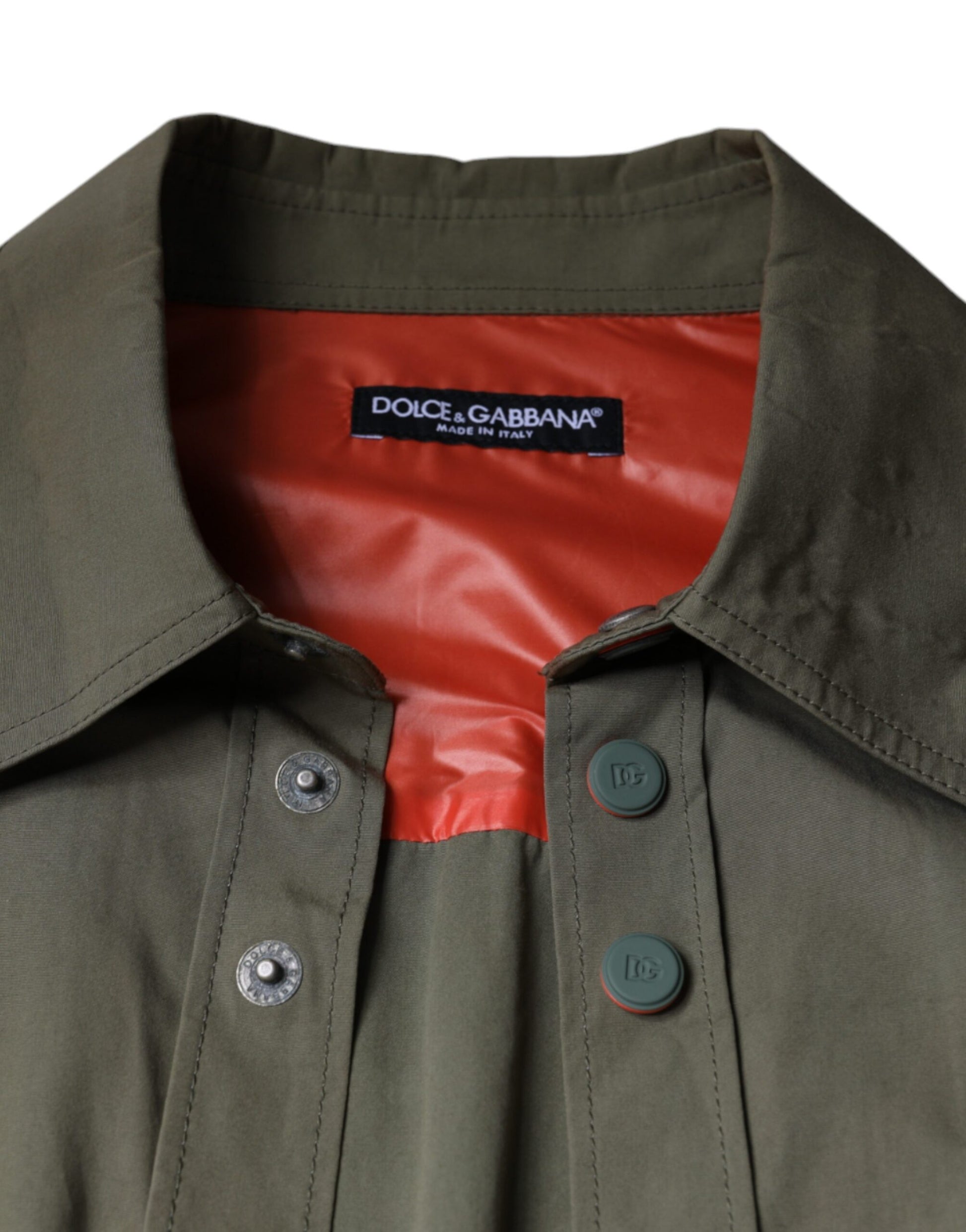 Dolce & Gabbana Military Green Cotton Bend Collared Coat Jacket by Dolce & Gabbana