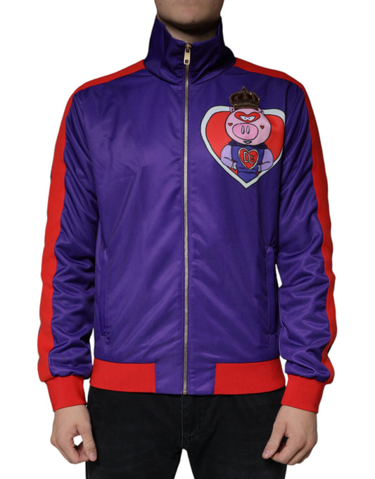 Dolce & Gabbana Purple YEAR OF THE PIG Full Zip Bomber Jacket by Dolce & Gabbana
