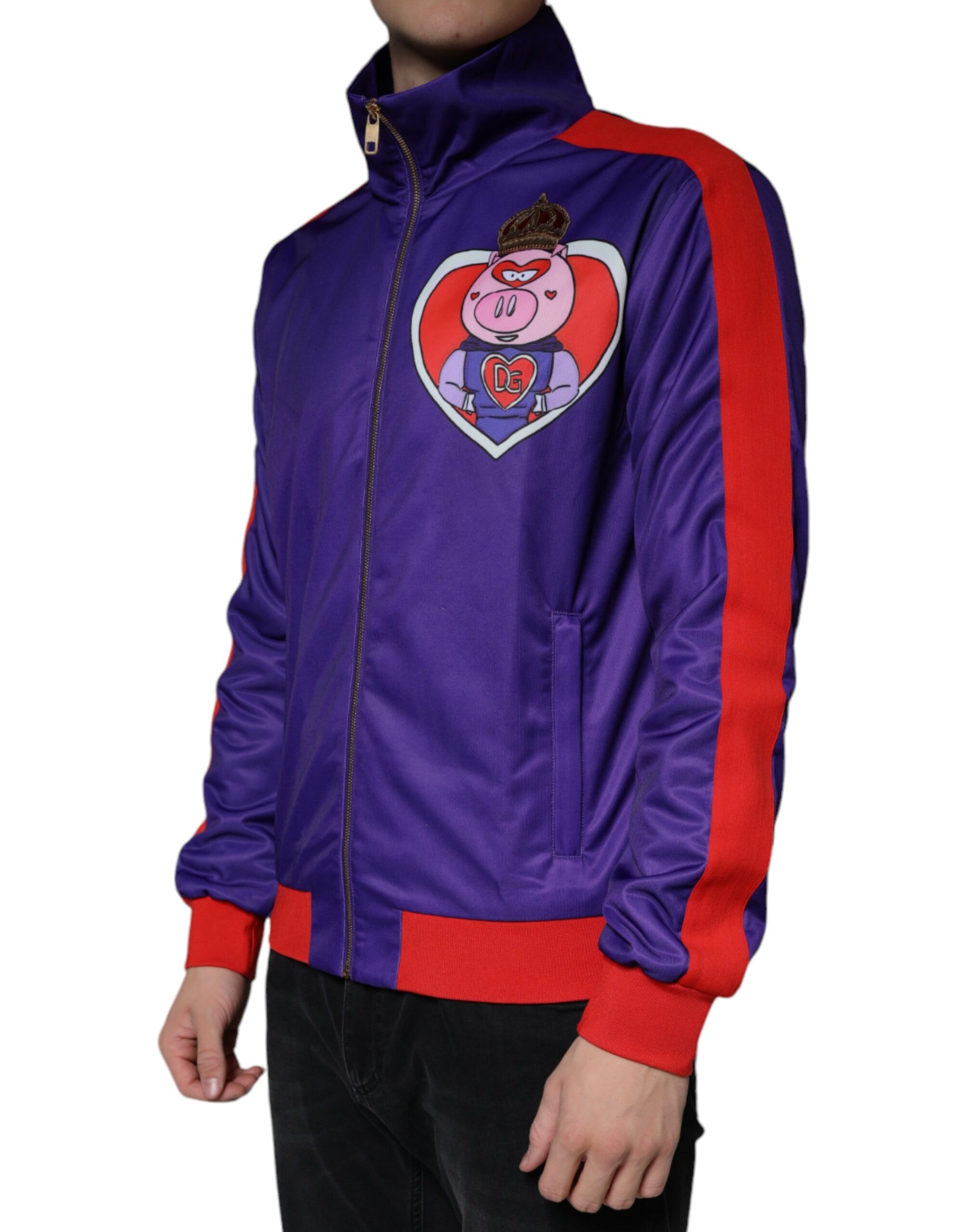 Dolce & Gabbana Purple YEAR OF THE PIG Full Zip Bomber Jacket by Dolce & Gabbana