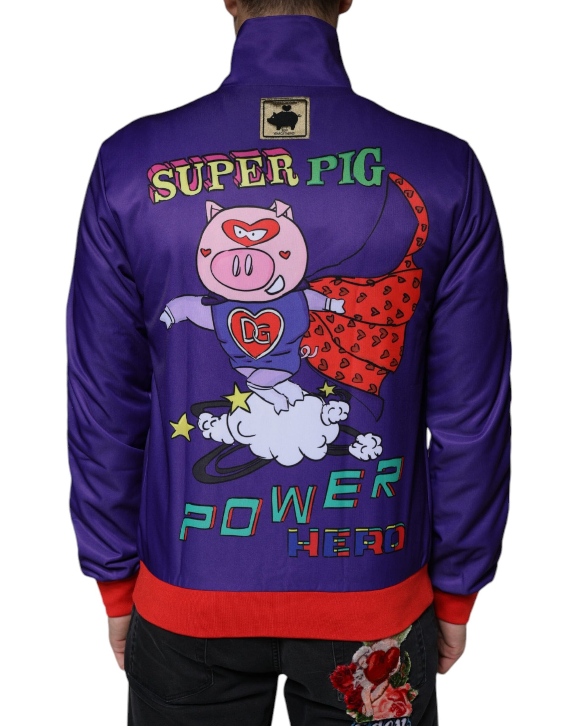 Dolce & Gabbana Purple YEAR OF THE PIG Full Zip Bomber Jacket by Dolce & Gabbana