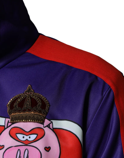 Dolce & Gabbana Purple YEAR OF THE PIG Full Zip Bomber Jacket by Dolce & Gabbana