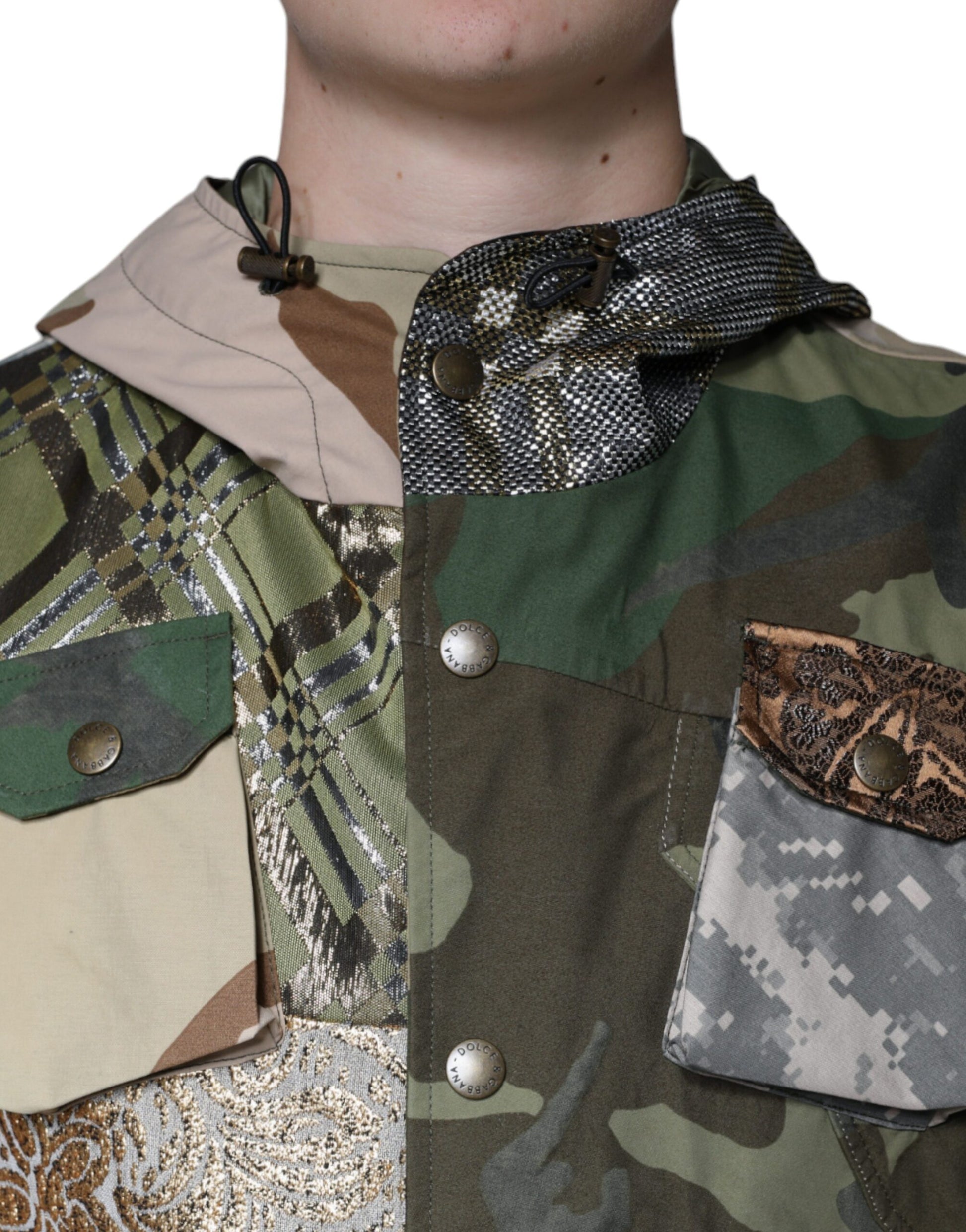 Dolce & Gabbana Multicolor Patchwork Hooded Vest Jacket by Dolce & Gabbana