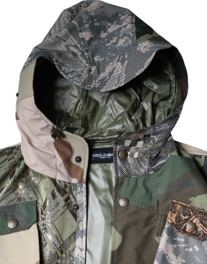 Dolce & Gabbana Multicolor Patchwork Hooded Vest Jacket by Dolce & Gabbana