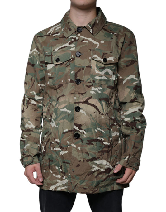 Dolce & Gabbana Multicolor Camouflage Collared Coat Jacket by Dolce & Gabbana